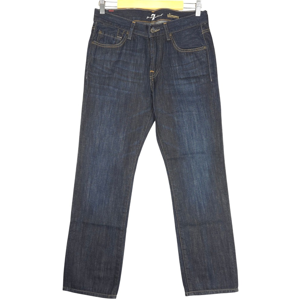 7 For All Mankind Slimmy Men Slim Straight Leg Jeans Size 30 Indigo (Fits 31x28)